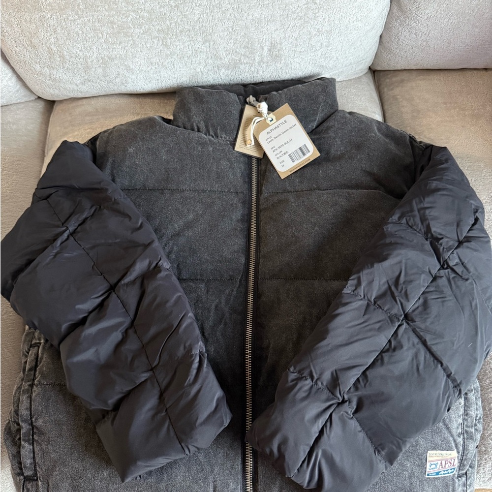 Gray and Black Puffer Jacket